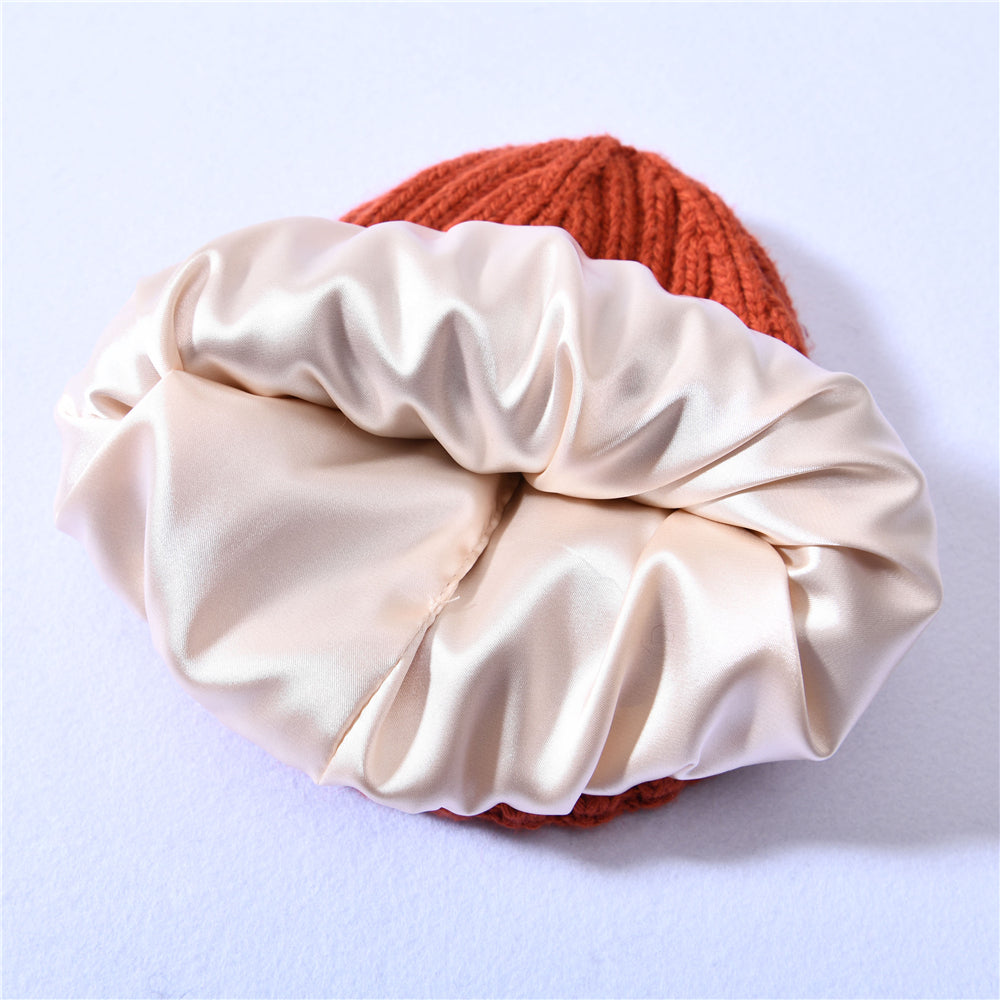 Satin Lined Beanie - Burnt Orange