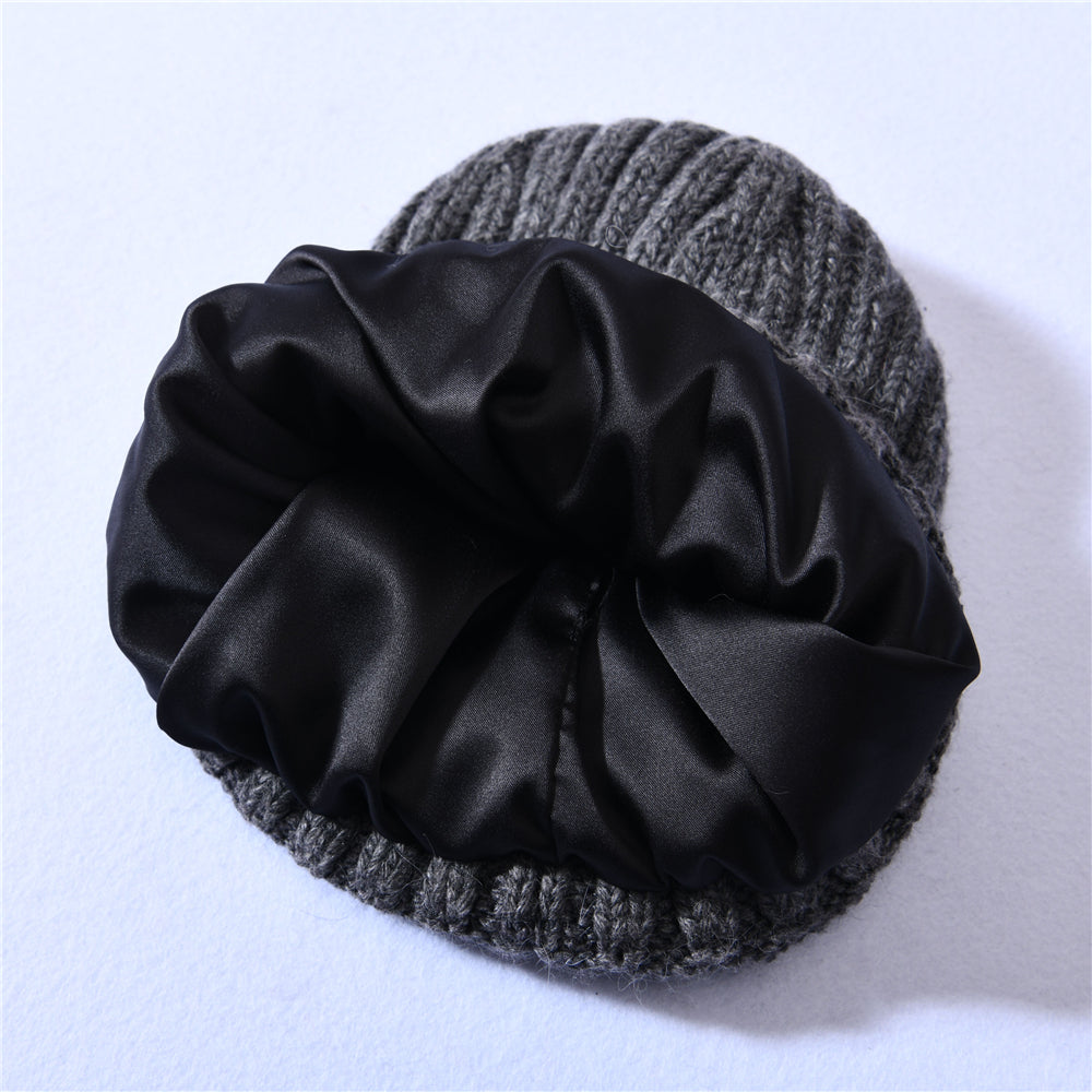 Satin Lined Beanie - Dark Grey