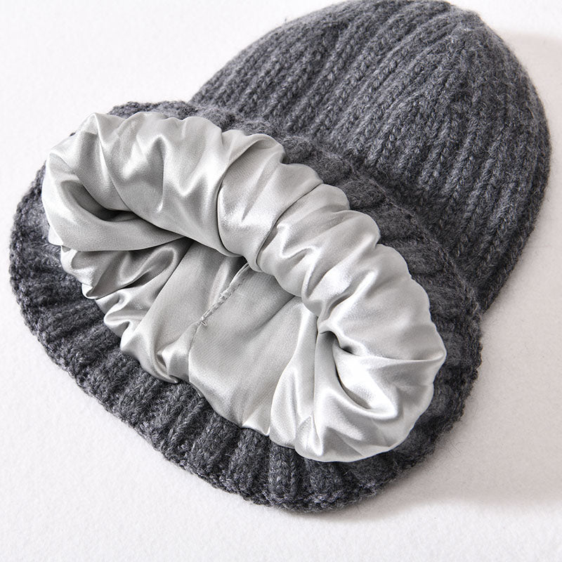 Satin Lined Beanie - Dark Grey