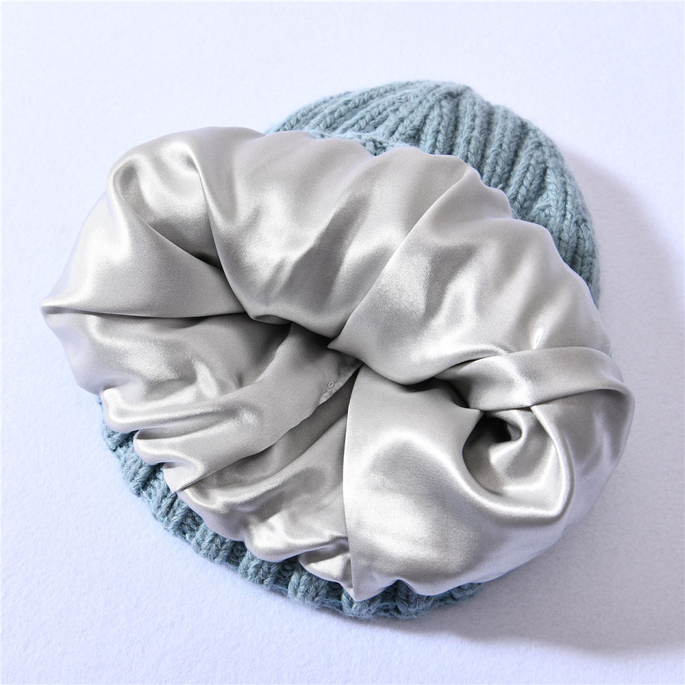 Satin Lined Beanie - Dusty Blue