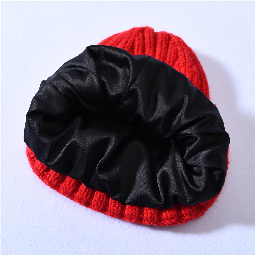 Satin Lined Beanie - Red